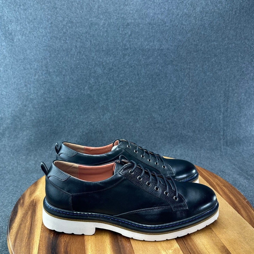 Vintage Foundry Co Holland Men's 8 Black Leather Lace Up Oxford Lug Sole Shoes